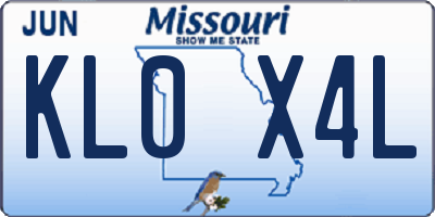MO license plate KL0X4L