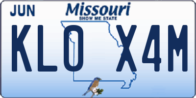 MO license plate KL0X4M
