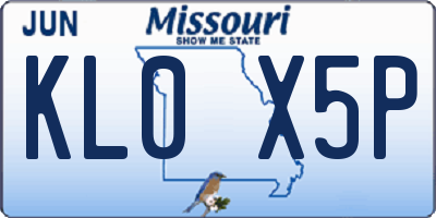 MO license plate KL0X5P