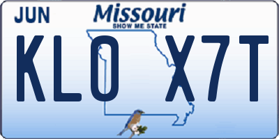 MO license plate KL0X7T