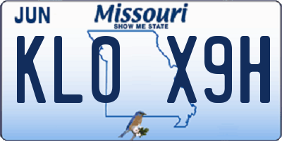 MO license plate KL0X9H