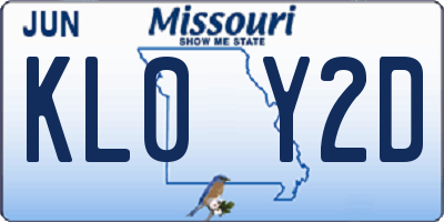 MO license plate KL0Y2D