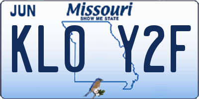 MO license plate KL0Y2F