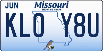 MO license plate KL0Y8U