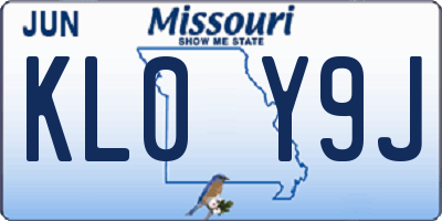 MO license plate KL0Y9J