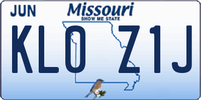 MO license plate KL0Z1J