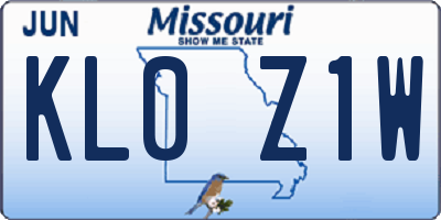 MO license plate KL0Z1W