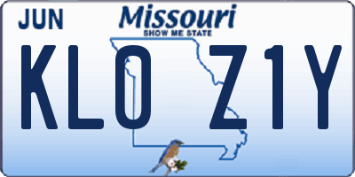 MO license plate KL0Z1Y
