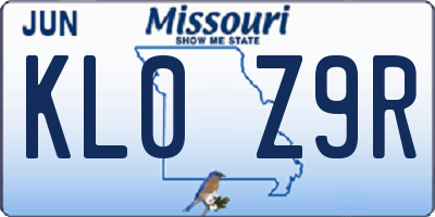 MO license plate KL0Z9R