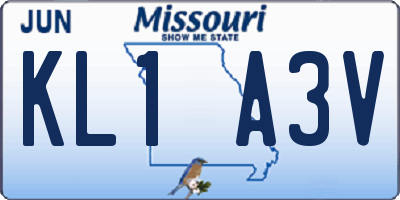 MO license plate KL1A3V