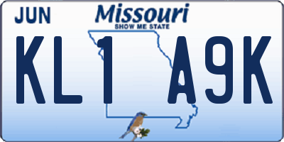 MO license plate KL1A9K