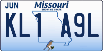 MO license plate KL1A9L