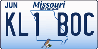 MO license plate KL1B0C