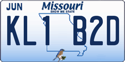 MO license plate KL1B2D