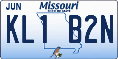 MO license plate KL1B2N