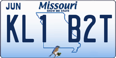 MO license plate KL1B2T