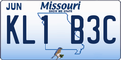 MO license plate KL1B3C