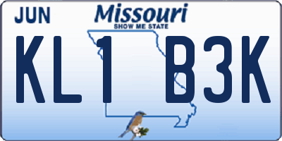 MO license plate KL1B3K
