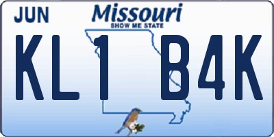 MO license plate KL1B4K