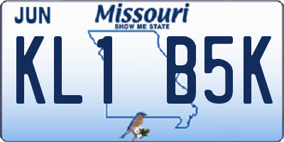 MO license plate KL1B5K