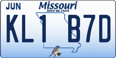 MO license plate KL1B7D