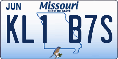 MO license plate KL1B7S