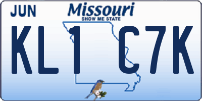 MO license plate KL1C7K