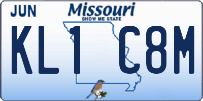 MO license plate KL1C8M