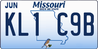 MO license plate KL1C9B