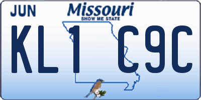 MO license plate KL1C9C