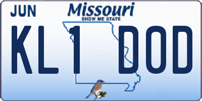 MO license plate KL1D0D
