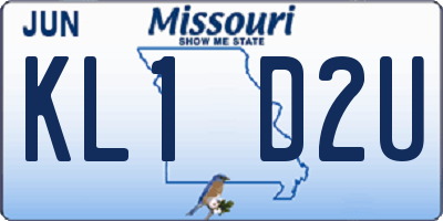 MO license plate KL1D2U