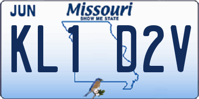 MO license plate KL1D2V