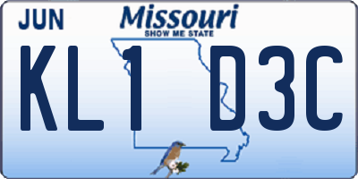 MO license plate KL1D3C