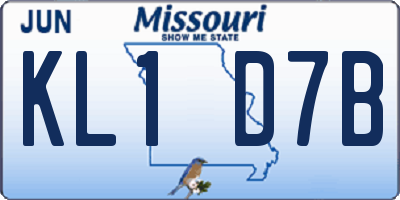 MO license plate KL1D7B