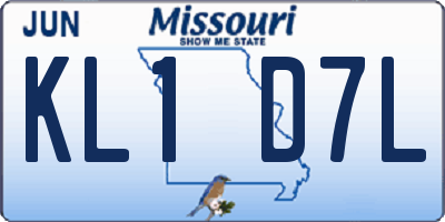 MO license plate KL1D7L
