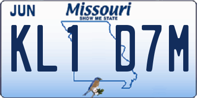 MO license plate KL1D7M