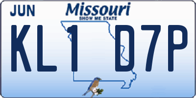 MO license plate KL1D7P