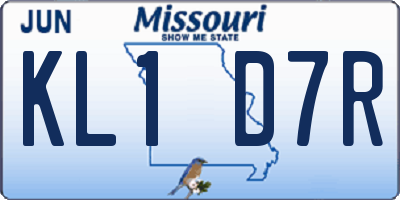 MO license plate KL1D7R