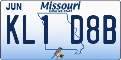 MO license plate KL1D8B