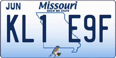 MO license plate KL1E9F