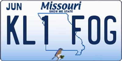 MO license plate KL1F0G