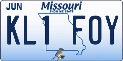 MO license plate KL1F0Y