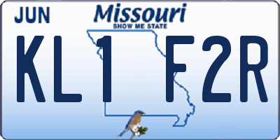 MO license plate KL1F2R
