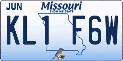 MO license plate KL1F6W