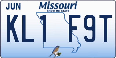 MO license plate KL1F9T