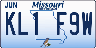 MO license plate KL1F9W