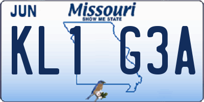 MO license plate KL1G3A