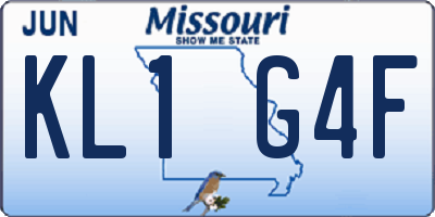 MO license plate KL1G4F
