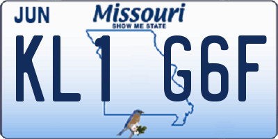 MO license plate KL1G6F